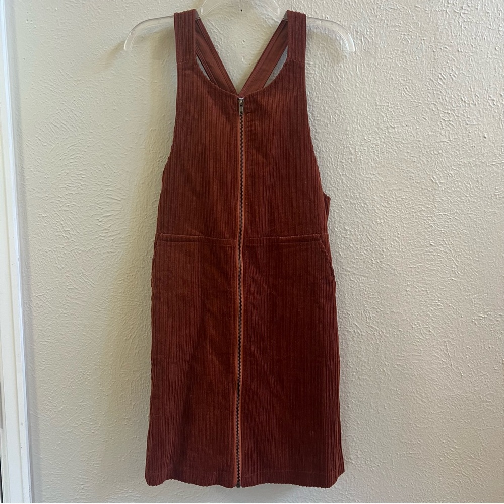 Cozy Co rust corduroy overall dress